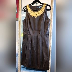 Antonio Melani Brown Cocktail Dress with Gold Coin Neckline